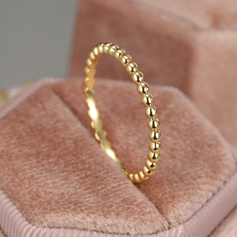 Elegant Golden-Tone Beaded Ring – Boho Charm Meets Timeless Elegance.