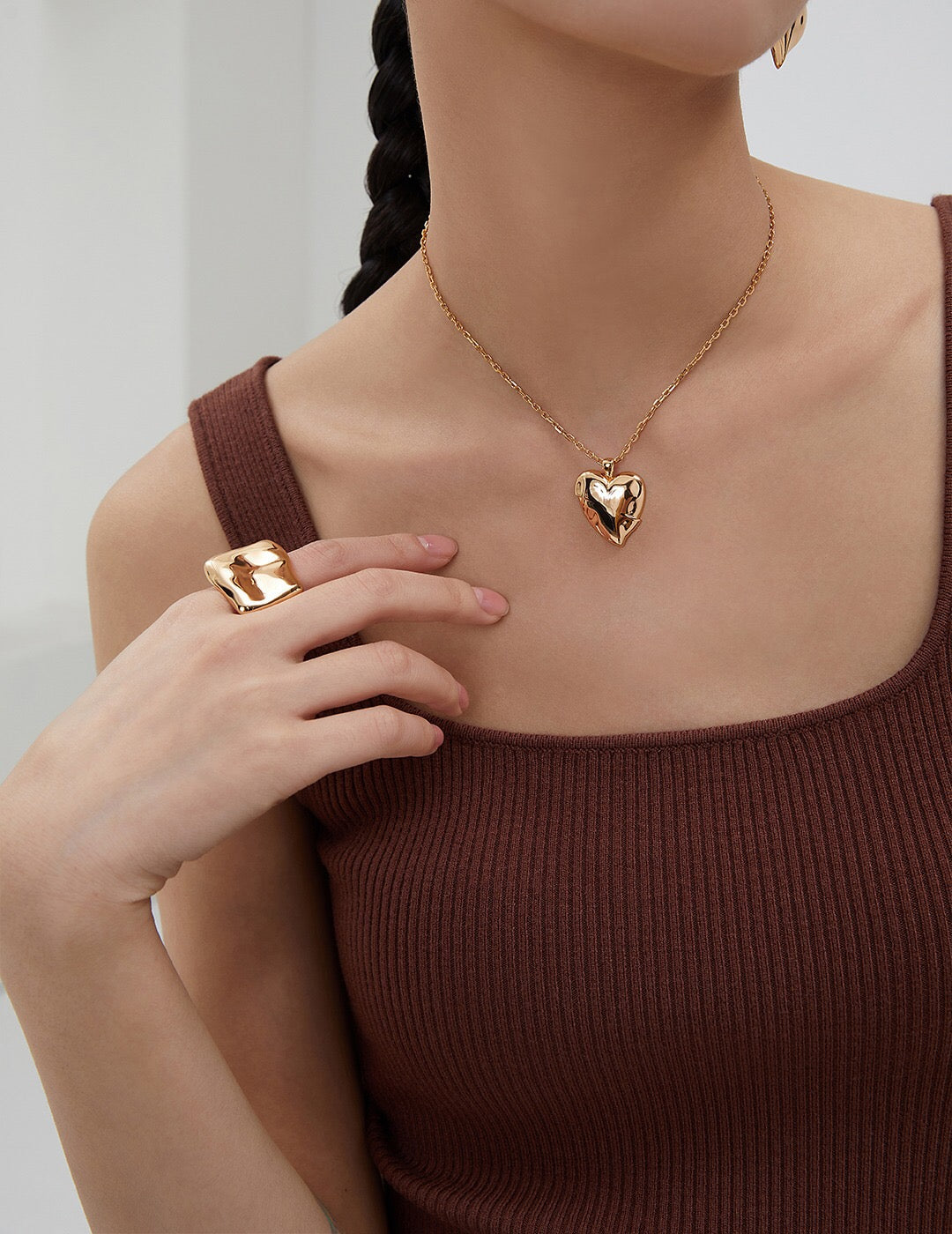 Exaggerated Square Concave-Convex Ring – Sculptural Elegance in Gold Vermeil