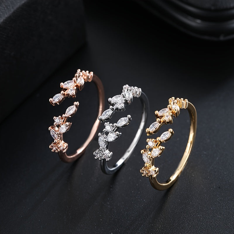 Stunning Zircon Inlaid Adjustable Open Ring – Where Elegance Meets Allure.