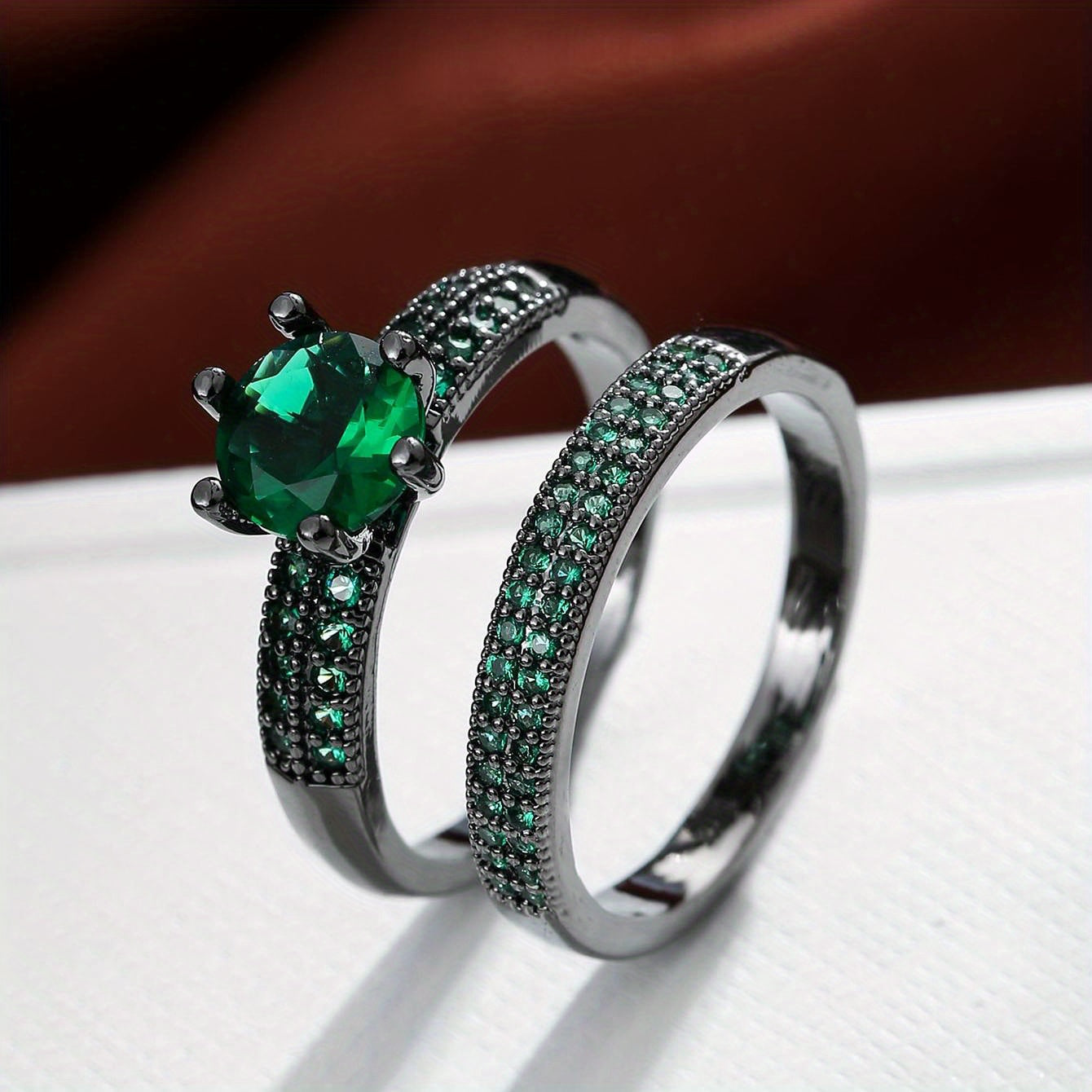 In Rome Aurelia Ring Set – 18K Gold Plated Cubic Zirconia Eternity Bands.
