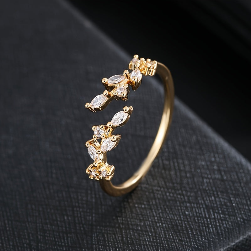 Stunning Zircon Inlaid Adjustable Open Ring – Where Elegance Meets Allure.