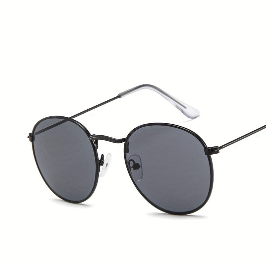 Women’s Retro Round Metal Sunglasses – Mirrored Fashion Shades, Stylish Composite Frame, Summer UV Protection Eyewear