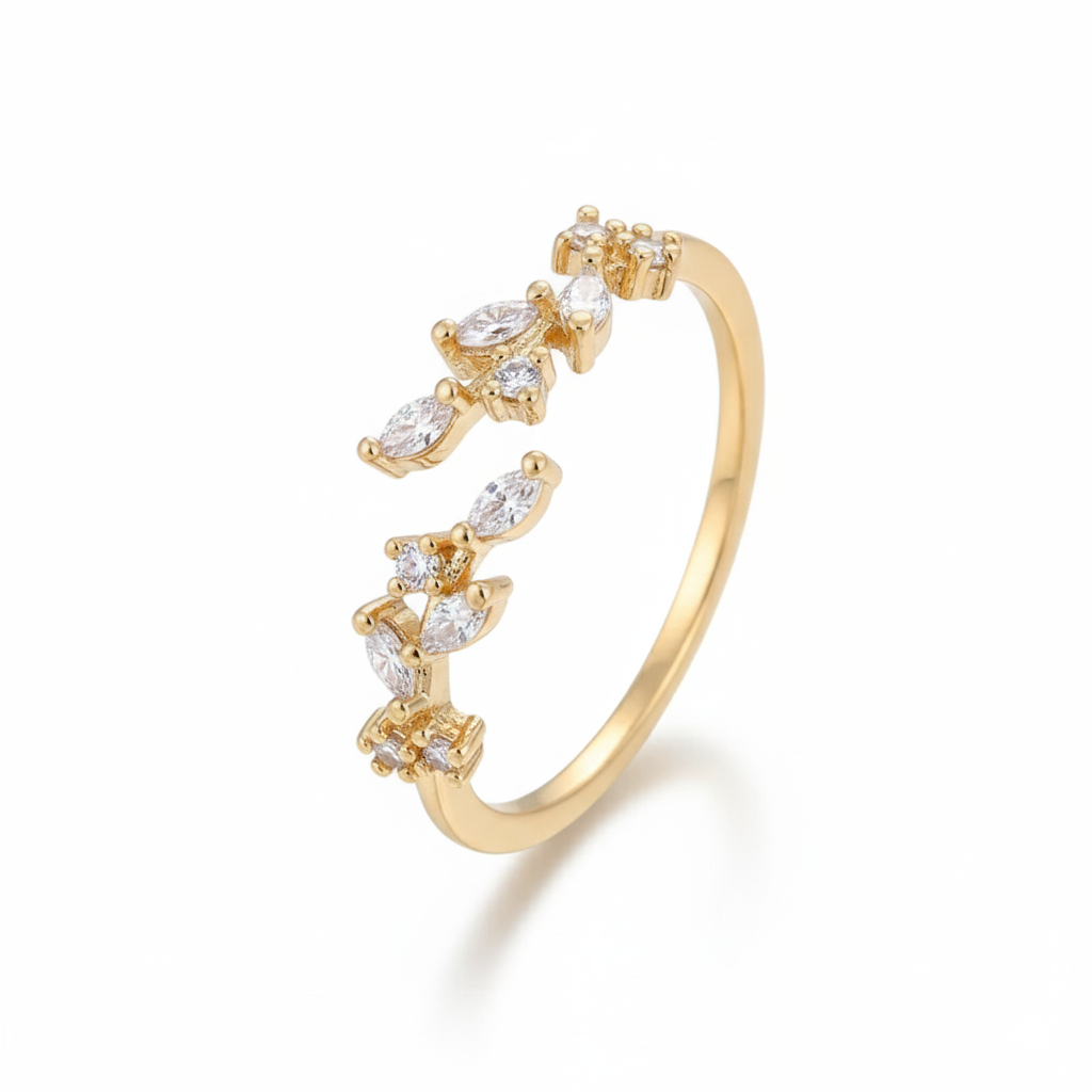 Stunning Zircon Inlaid Adjustable Open Ring – Where Elegance Meets Allure.