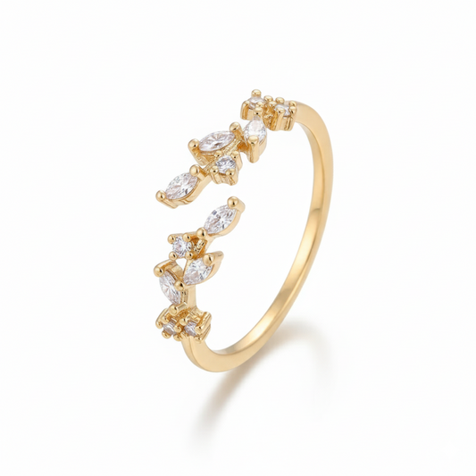Stunning Zircon Inlaid Adjustable Open Ring – Where Elegance Meets Allure.
