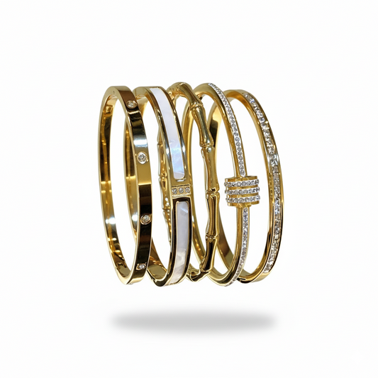 Timeless Shine – Titanium Steel Gold Bracelet