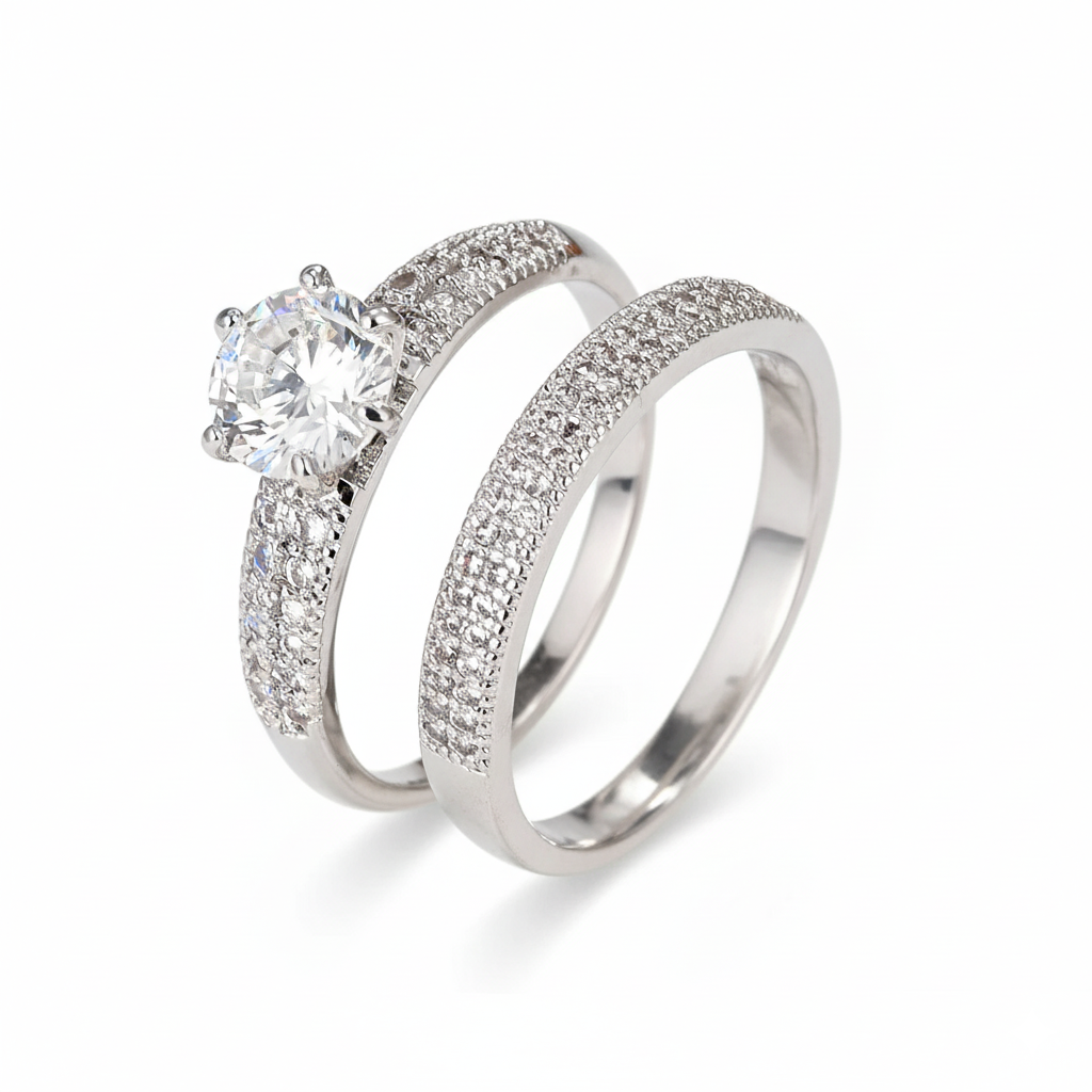 In Rome Aurelia Ring Set – 18K Gold Plated Cubic Zirconia Eternity Bands.