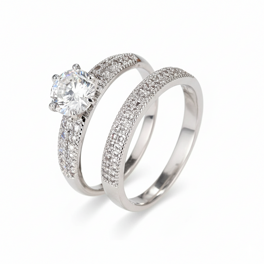 In Rome Aurelia Ring Set – 18K Gold Plated Cubic Zirconia Eternity Bands.