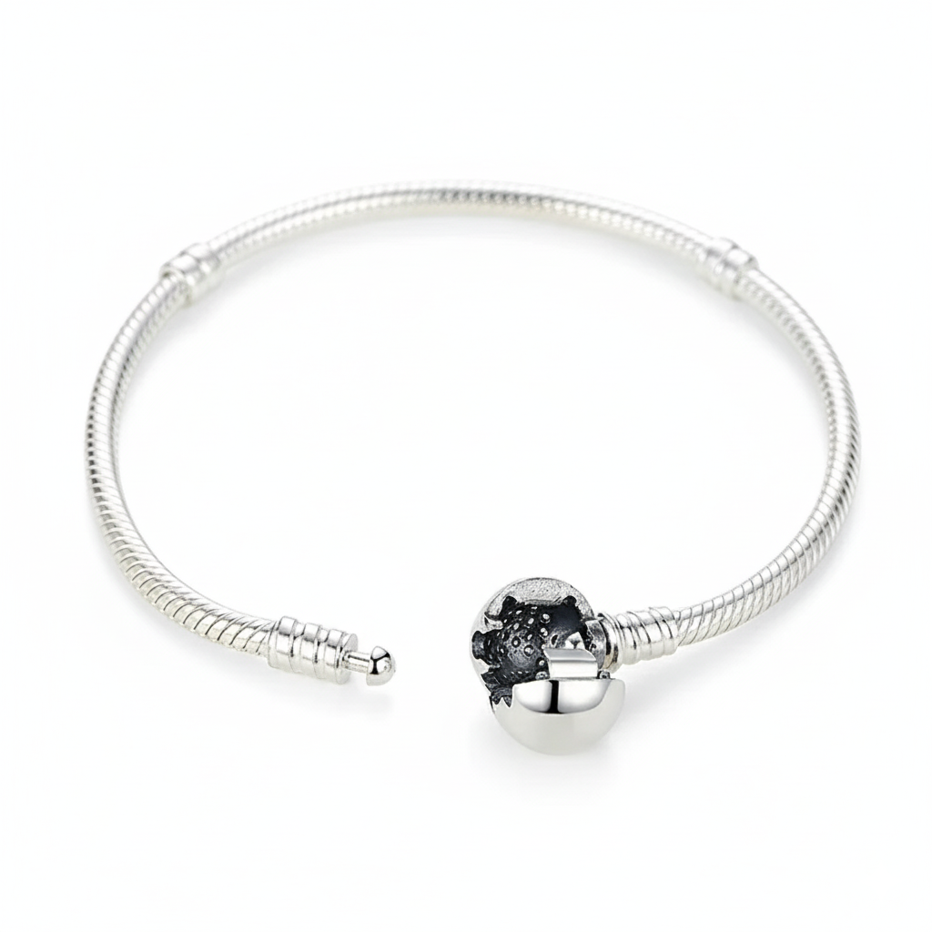 BAMOER Authentic 100% 925 Sterling Silver Classic Snake Chain Bangle & Bracelet for Women Pave Setting CZ Fine Jewelry PAS916