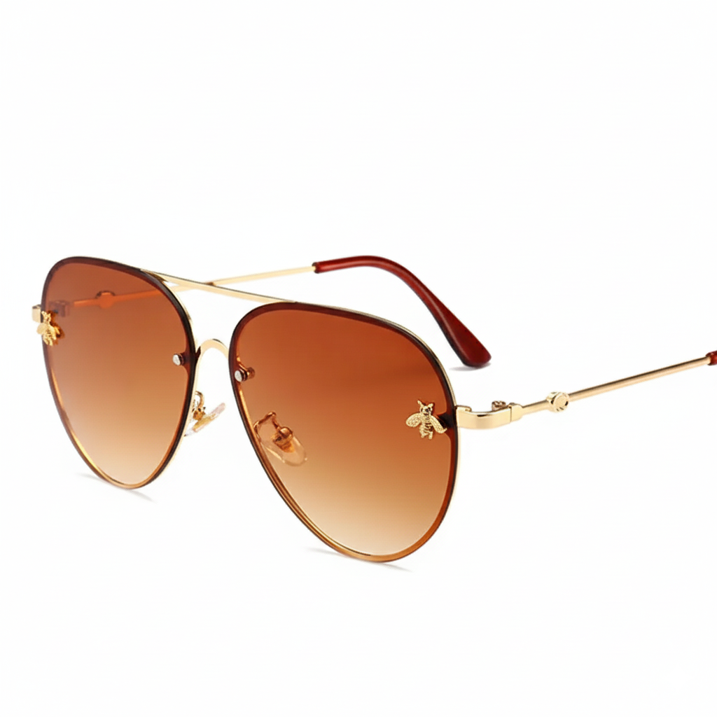 In Rome Aviatore Sunglasses – Luxury Bee Detail Alloy Frame UV400 Protection