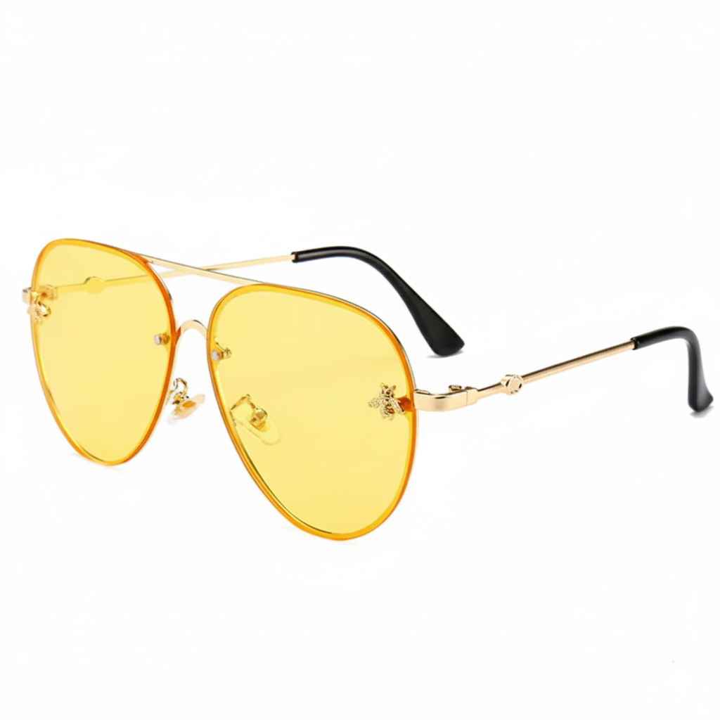 In Rome Aviatore Sunglasses – Luxury Bee Detail Alloy Frame UV400 Protection