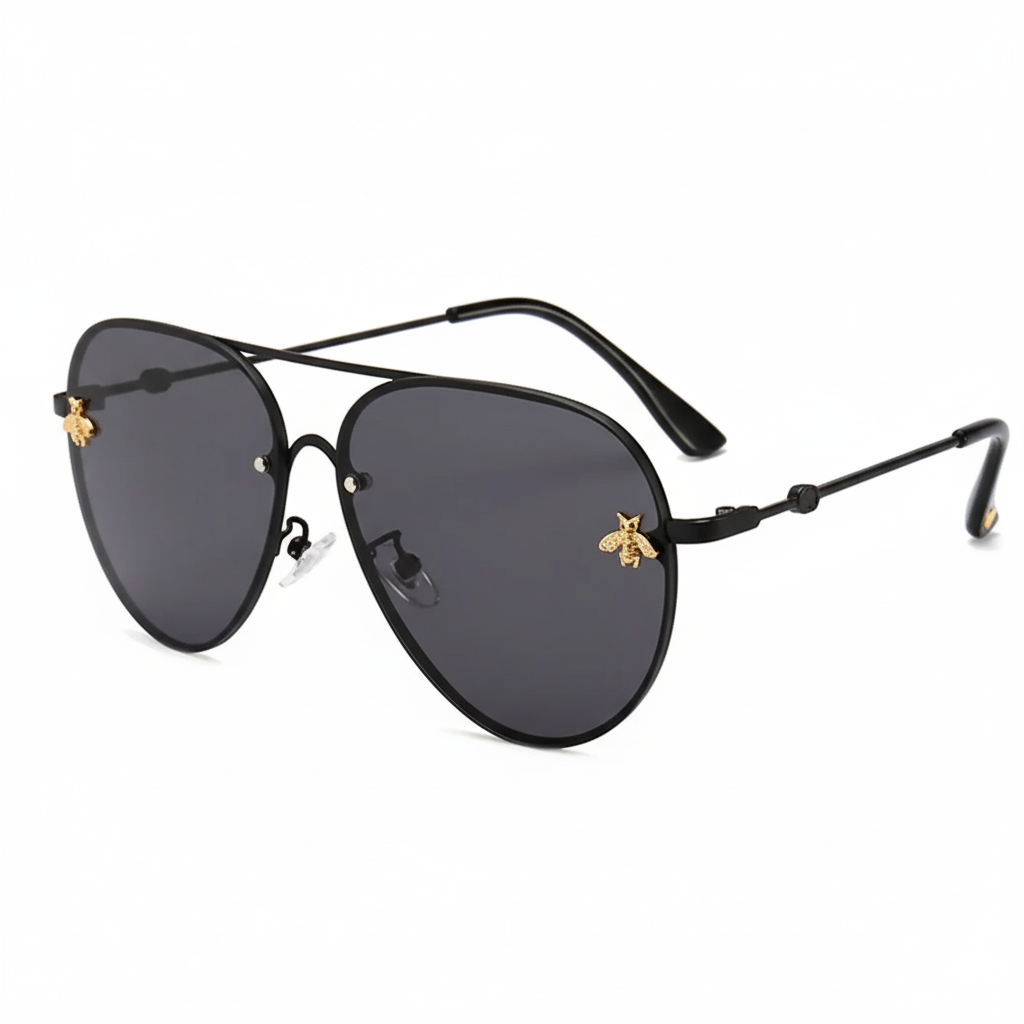 In Rome Aviatore Sunglasses – Luxury Bee Detail Alloy Frame UV400 Protection