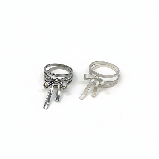 Yerik Y2K Ribbon Bow-Knot Ring & Ear Cuff Set – Ballet Aesthetic K-Pop Inspired Women’s Jewellery