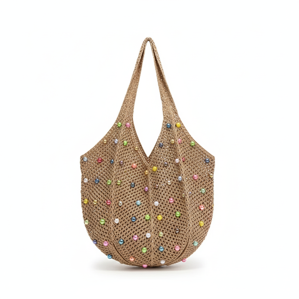 In Rome Ischia Woven Tote – Summer Resort Cotton Shoulder Bag for Beach & Casual Chic