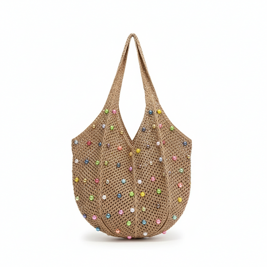 In Rome Ischia Woven Tote – Summer Resort Cotton Shoulder Bag for Beach & Casual Chic