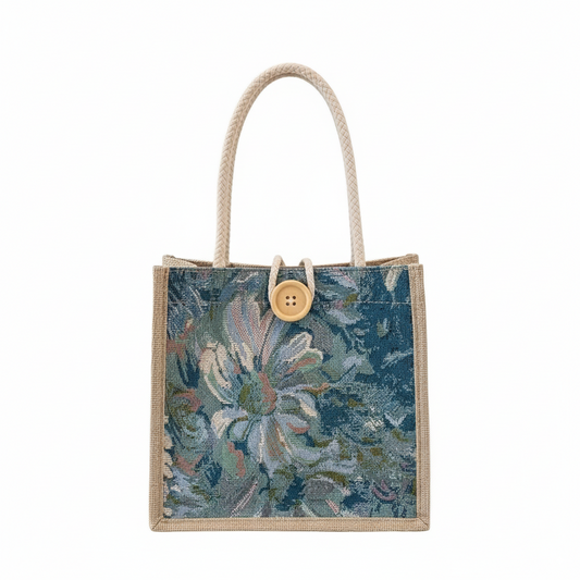 In Rome Firenze Tote – Linen-Style Nylon Top-Handle Bag for Daily Chic & Student Life