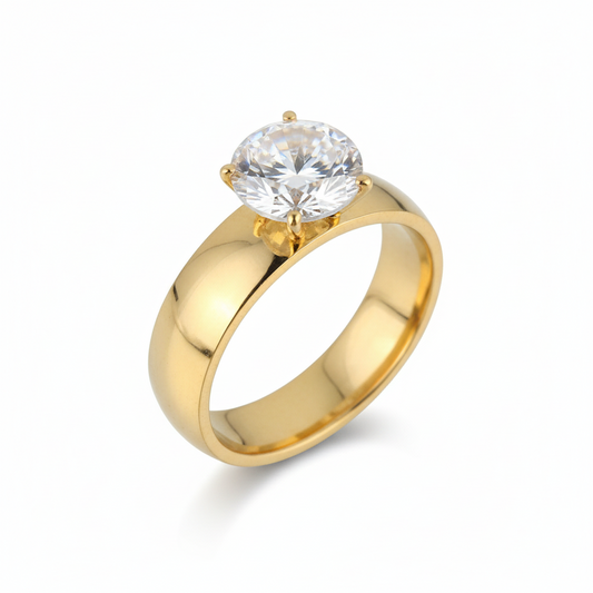 6mm Light Zircon CZ  gold color Stainless Steel finger rings men women  jewelry  wholesale lots