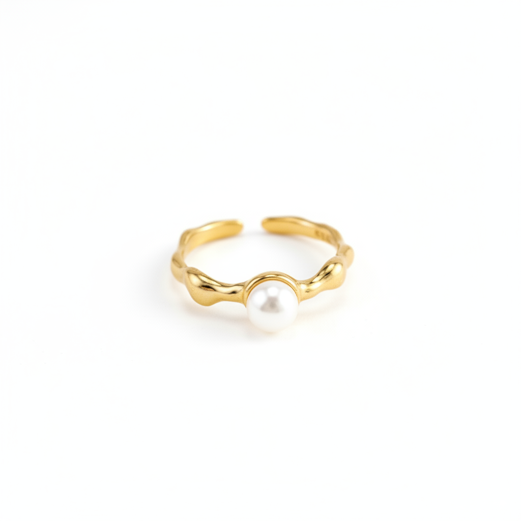 Minimalist Pearl Open Ring