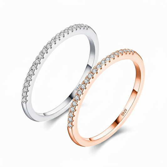 925 Sterling Silver Women’s Ring – Simulated Zircon Crystal Jewellery, Elegant Party & Wedding Band RJ222