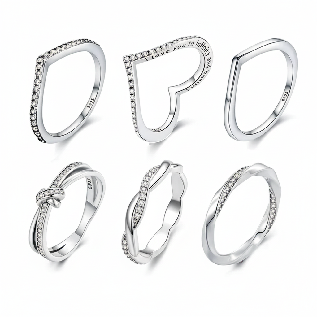 WOSTU 925 Sterling Silver Shimmering Wish Ring – Elegant Stackable Zircon Band Inspired by Timeless Roman Fashion