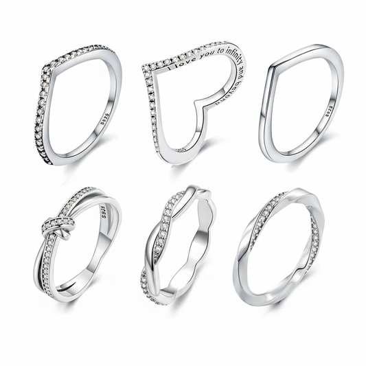WOSTU 925 Sterling Silver Shimmering Wish Ring – Elegant Stackable Zircon Band Inspired by Timeless Roman Fashion