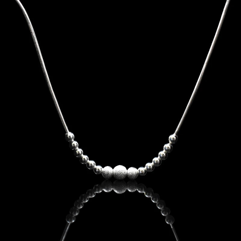 Mare Anklet – 925 Sterling Silver Beaded Charm with Frosted Finish