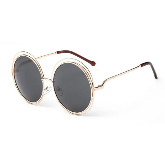 SHAUNA Vintage Oversized Round Sunglasses