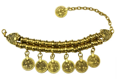 ✨ Bohemian Gypsy Coin Bracelet – Vintage Festival Statement Jewelry with Floral & Tribal Accents, Adjustable Metal Charm for Women