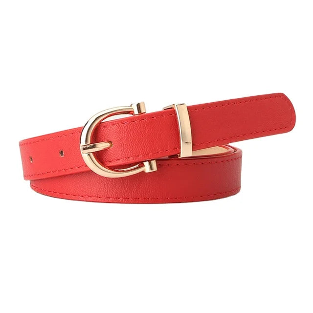 In Rome Verona Belt – PU Leather with Golden Oval Buckle (Available in Multiple Colors)