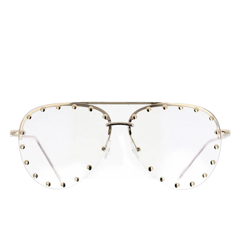 Luxury Pilot Sunglasses with Metal Rivet Detailing