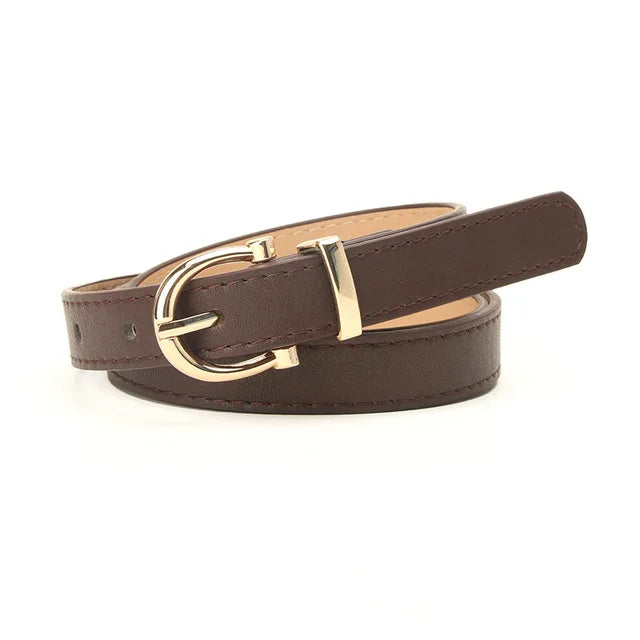 In Rome Verona Belt – PU Leather with Golden Oval Buckle (Available in Multiple Colors)