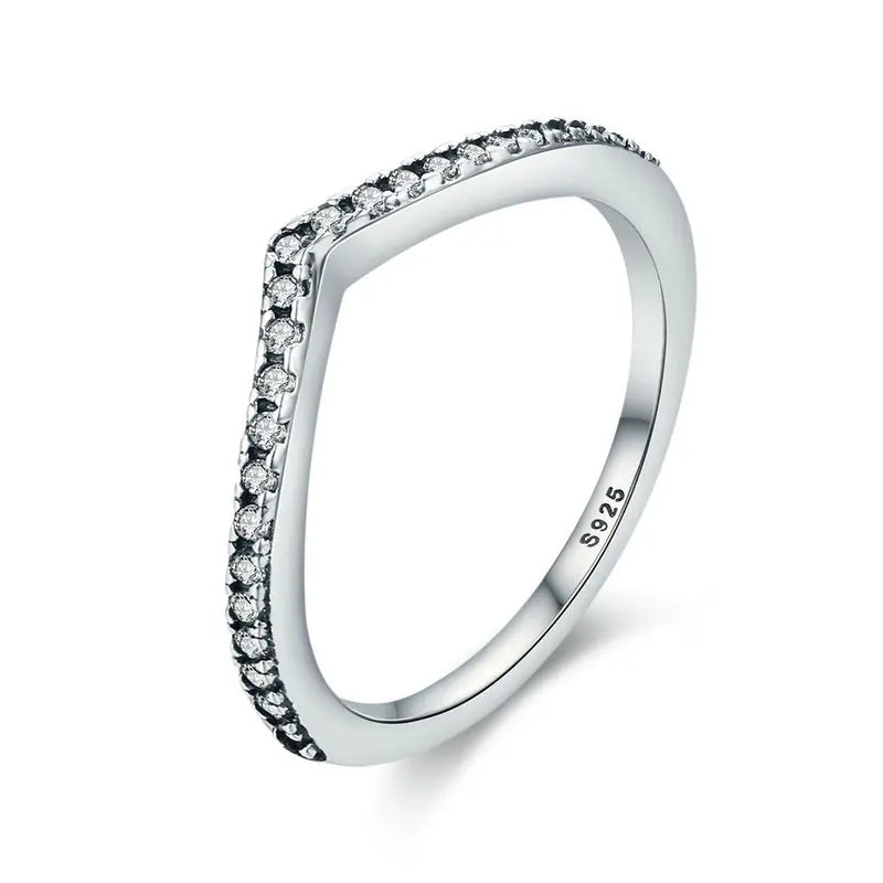 WOSTU 925 Sterling Silver Shimmering Wish Ring – Elegant Stackable Zircon Band Inspired by Timeless Roman Fashion
