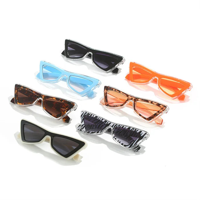 Y2K Punk Hip Hop Cat Eye Sunglasses – Oversized Street Style Color-Blocked UV400 Shades | Custom Logo Available
