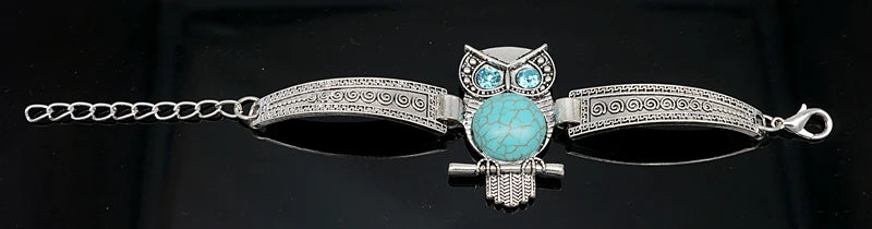 In Rome Athena Bracelet – Vintage Owl Charm with Turquoise Stone Accent