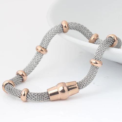 Axis Bracelet – Stainless Steel Magnetic Mesh in Gold, Silver & Black