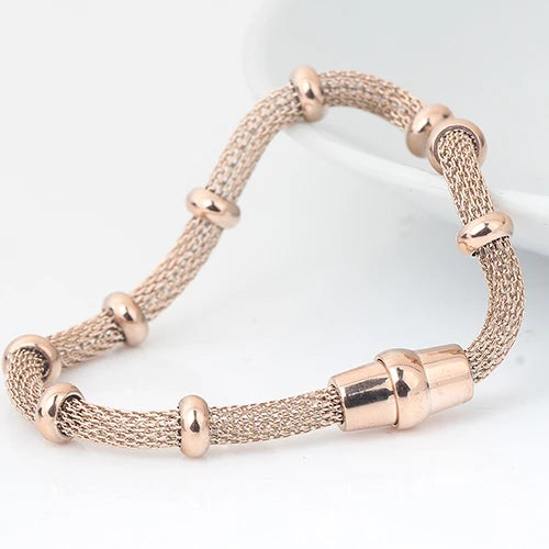 Axis Bracelet – Stainless Steel Magnetic Mesh in Gold, Silver & Black