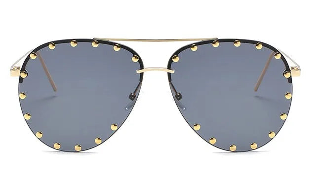 Luxury Pilot Sunglasses with Metal Rivet Detailing