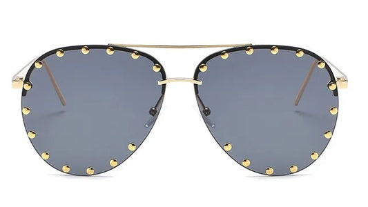 Luxury Pilot Sunglasses with Metal Rivet Detailing