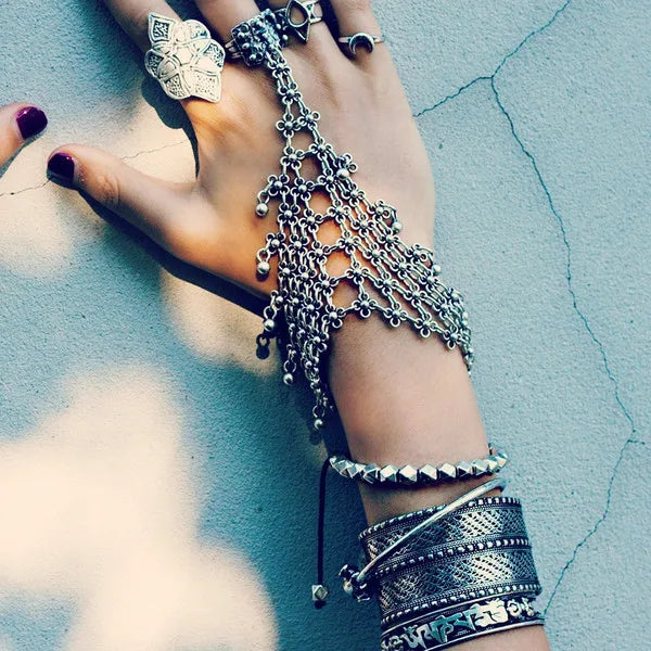 Bohemian Vintage Tassel & Bells Bracelet – Tribal Gypsy Statement Jewelry for Women