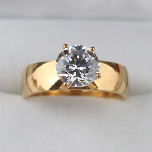 6mm Light Zircon CZ  gold color Stainless Steel finger rings men women  jewelry  wholesale lots