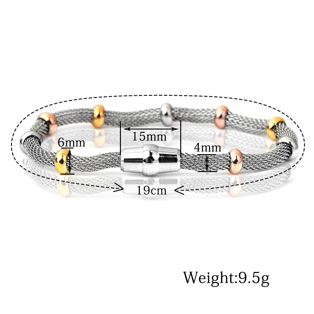 Axis Bracelet – Stainless Steel Magnetic Mesh in Gold, Silver & Black