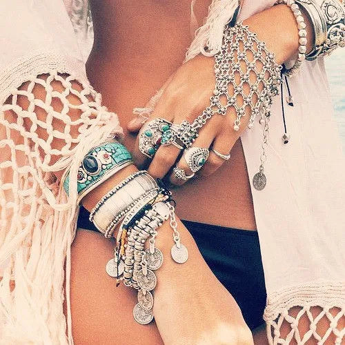 Bohemian Vintage Tassel & Bells Bracelet – Tribal Gypsy Statement Jewelry for Women