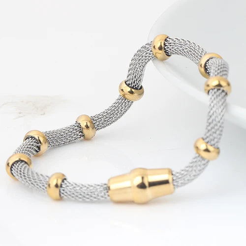 Axis Bracelet – Stainless Steel Magnetic Mesh in Gold, Silver & Black