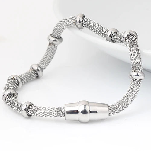 Axis Bracelet – Stainless Steel Magnetic Mesh in Gold, Silver & Black