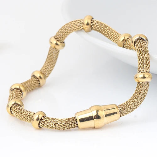 Axis Bracelet – Stainless Steel Magnetic Mesh in Gold, Silver & Black