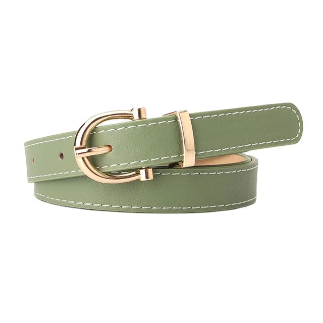 In Rome Verona Belt – PU Leather with Golden Oval Buckle (Available in Multiple Colors)