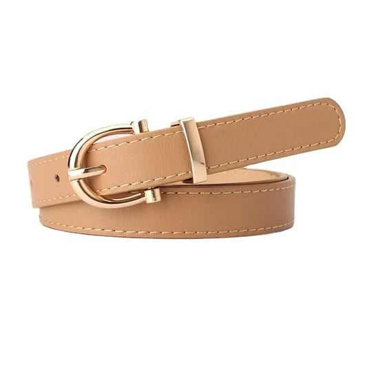 In Rome Verona Belt – PU Leather with Golden Oval Buckle (Available in Multiple Colors)