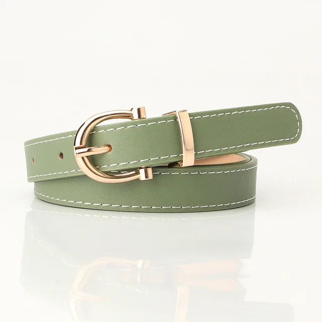 In Rome Verona Belt – PU Leather with Golden Oval Buckle (Available in Multiple Colors)