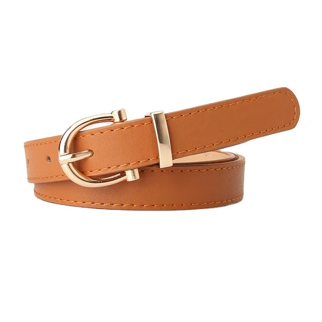 In Rome Verona Belt – PU Leather with Golden Oval Buckle (Available in Multiple Colors)