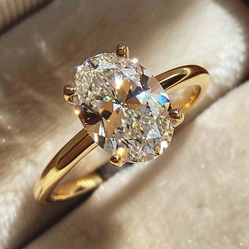 925 Sterling Silver Oval Zircon Ring – Timeless Elegance for Engagements & Weddings