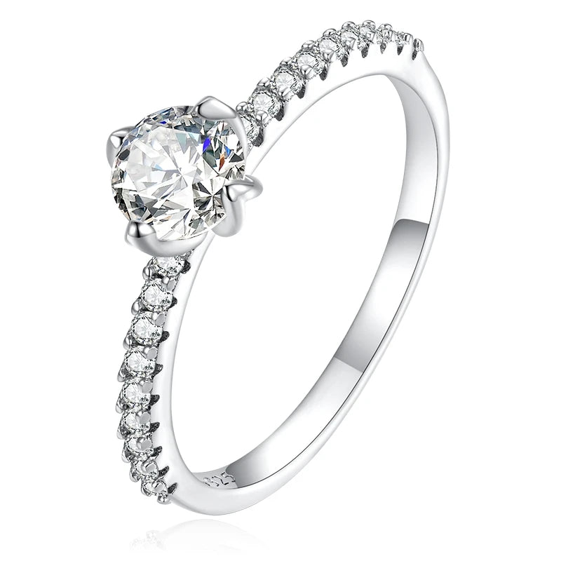 WOSTU 925 Sterling Silver Shimmering Wish Ring – Elegant Stackable Zircon Band Inspired by Timeless Roman Fashion
